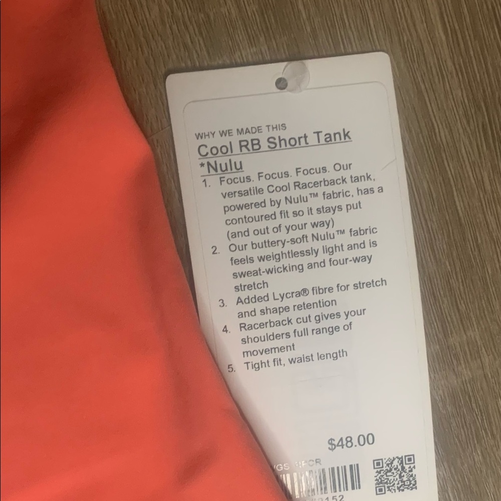 Lululemon cool razorback short Tank Nulu Sz raspberry cream - Picture 2 of 2